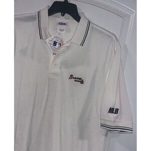 Atlanta Braves Men's LARGE Polo‎ Shirt New with Tags MLB White LG